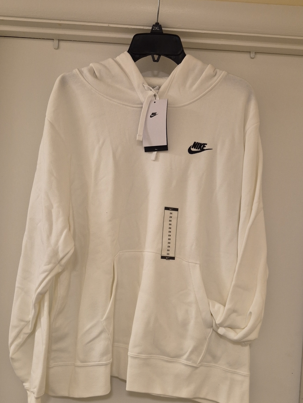 Nike White Pullover Hoodie with Black Swoosh